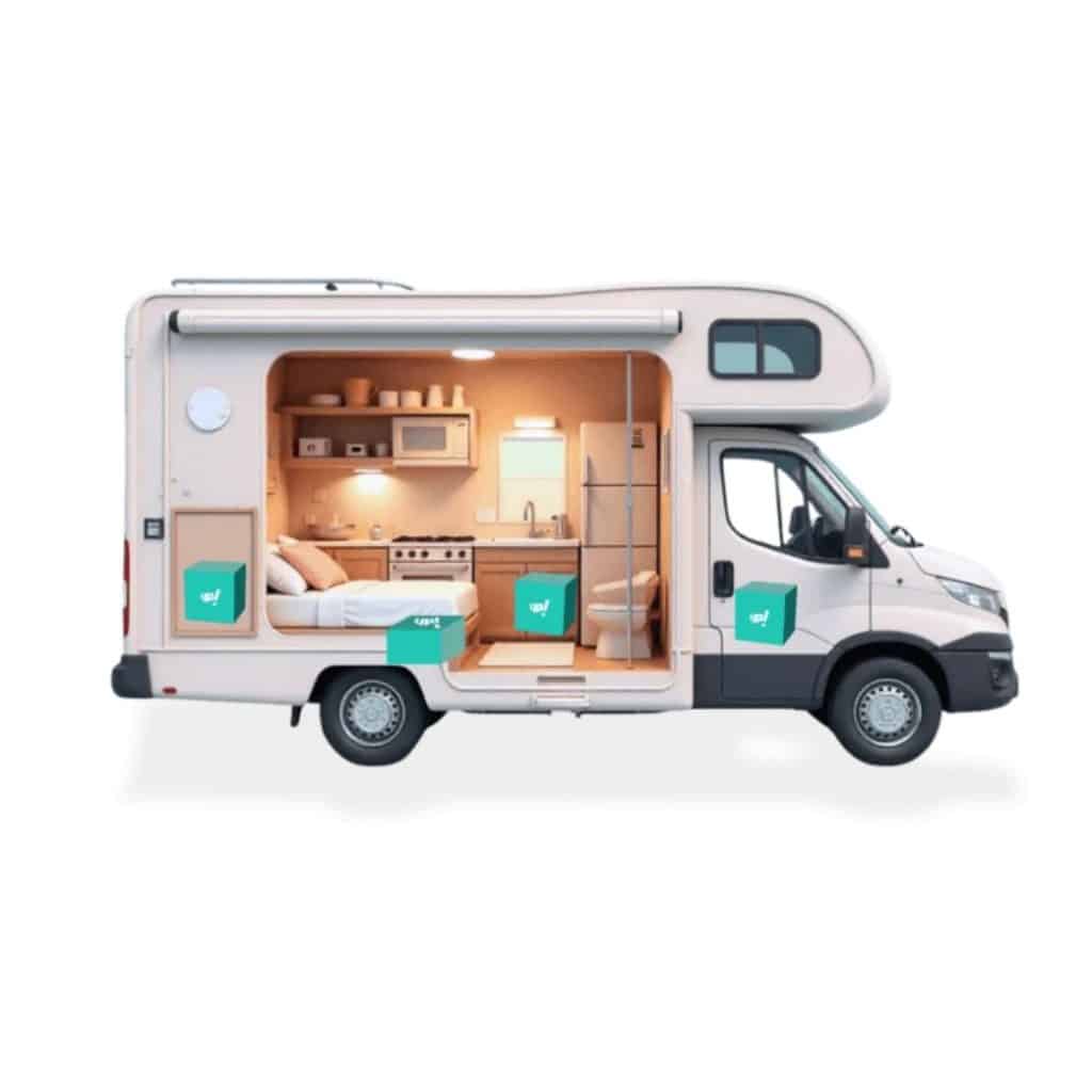 Visualização de dentro da Sprinter da Fábrica UP Motorhome